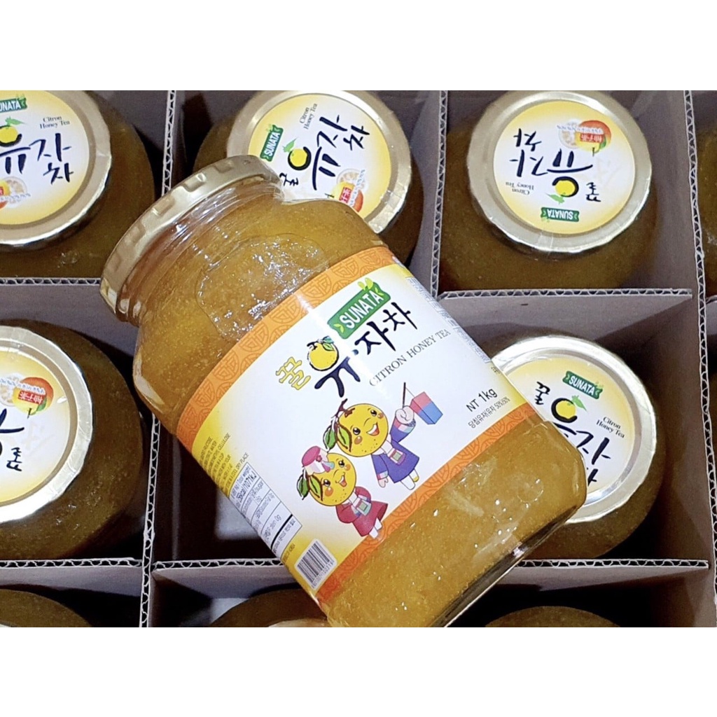 Mật ong bưởi đỏ, mật ong thanh yên , mật ong gừng, mật ong sâm SUNATA Hàn Quốc hũ 500g và 1 kg date T4/2024