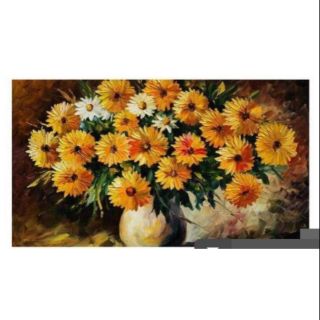 Tranh canvas hoa cúc vàng 50x80 kèm khung