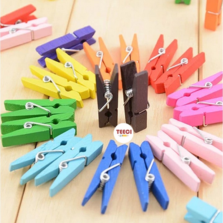 Bán Sỉ Set 2 Kẹp Gỗ Treo Ảnh Trang Trí Nhiều Màu Giữ Giấy Ghi Chú Tài Liệu Đánh Dấu Sách Đồ Dùng Văn Phòng D013