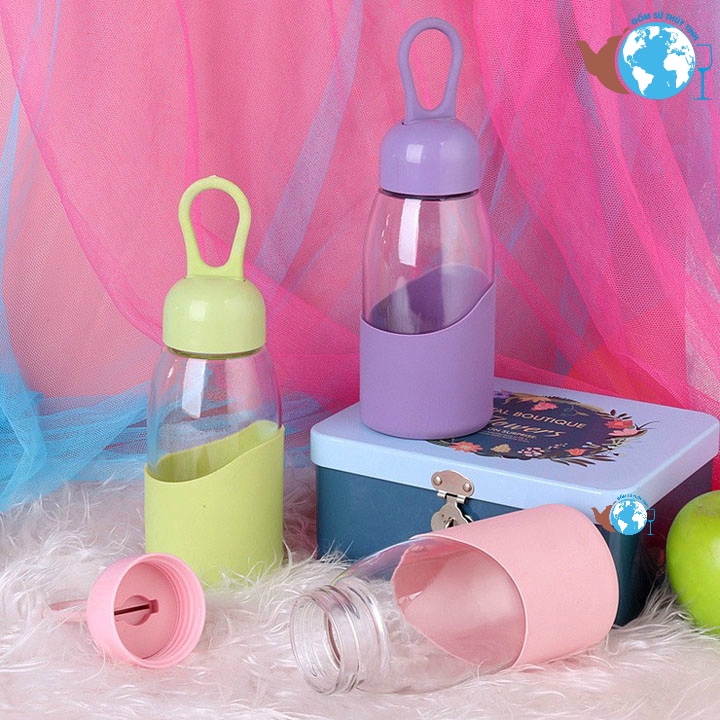 BÌNH NƯỚC THỦY TINH NẮP GIỌT NƯỚC 300ML