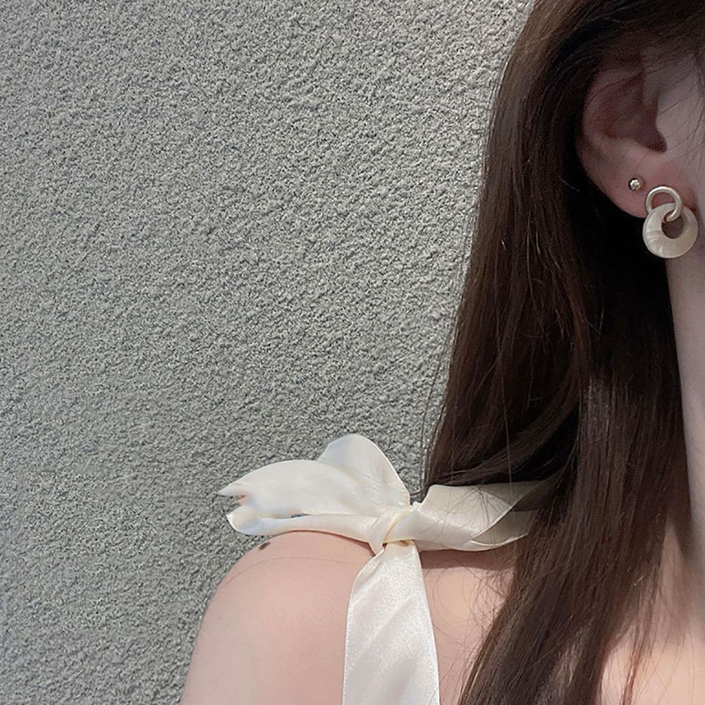 Khuyên tai tròn làm từ hợp kim acrylic nhiều màu sắc tinh tế phong cách Hàn Quốc cho nữ