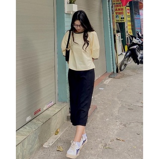 Áo sơ mi thô + chân váy midi - ảnh thật shop chụp