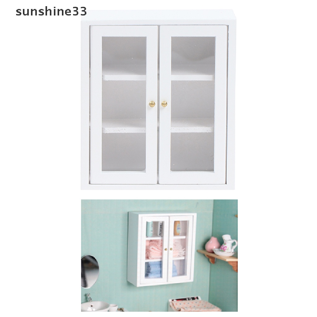 SU 1:12 Dollhouse Miniature White Wall Cupboard Storage Cabinet Model Furniture Toy n