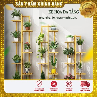 Kệ trang trí gỗ tre 7 tầng - Kệ trang trí ziczac - Kệ cây cảnh - Kệ để chậu hoa cây cảnh