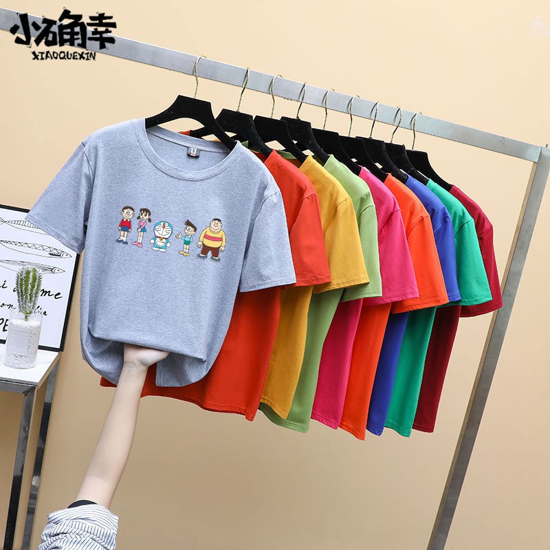 Áo thun tay ngắn in hình Doraemon kiểu Hàn Quốc có 15 màu size S-3xl