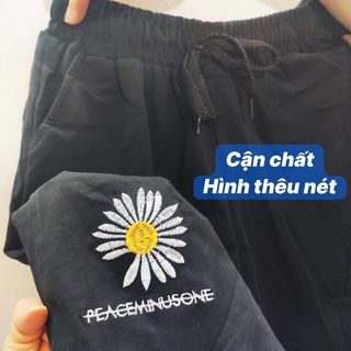 (Siêu hot)- QUẦN SHORT ĐÙI ĐEN THÊU HOA CÚC PEACEMINUSONE HOT - QUẦN SOOC THÊU HOA BASIC
