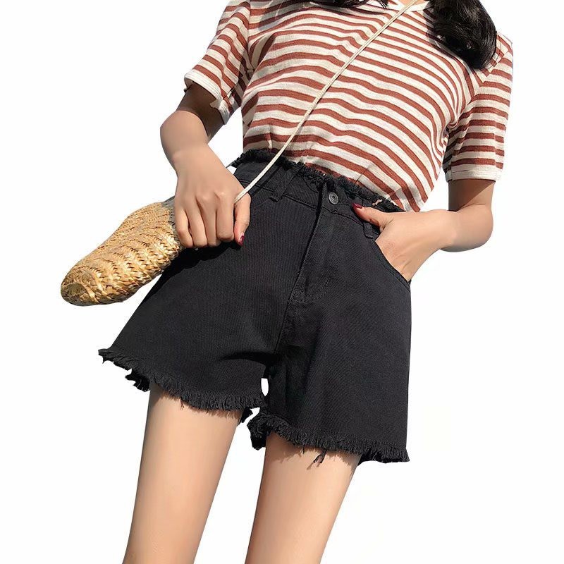 Quần Short Denim Lưng Cao Dáng Rộng Phong Cách Hàn Quốc Thời Trang Mùa Hè 4 Màu Sắc Chọn Lựa Dành
