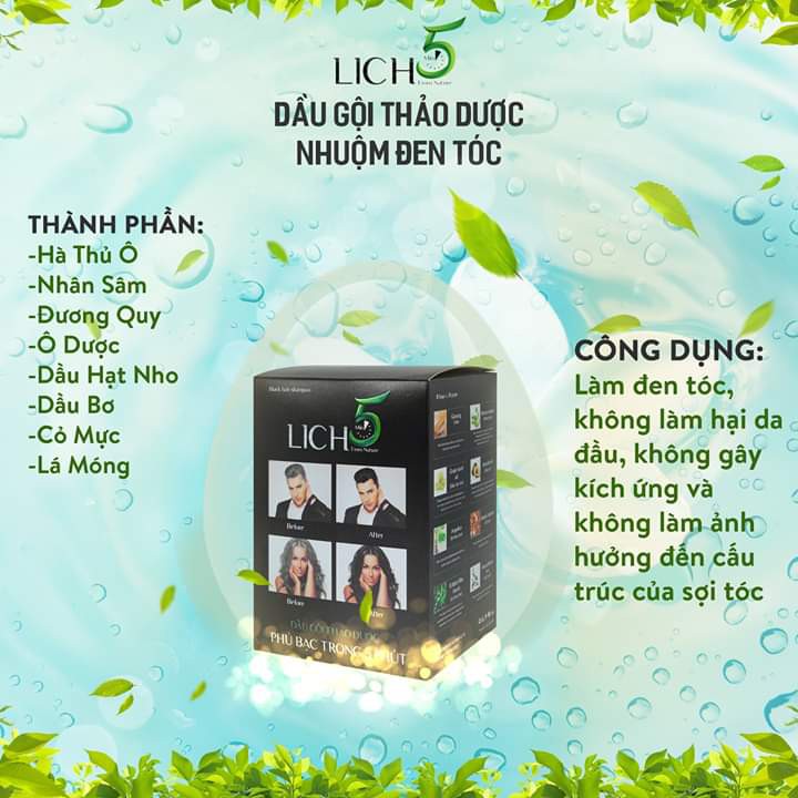 Dầu gội đen tóc Lich5 Hộp 10 gói