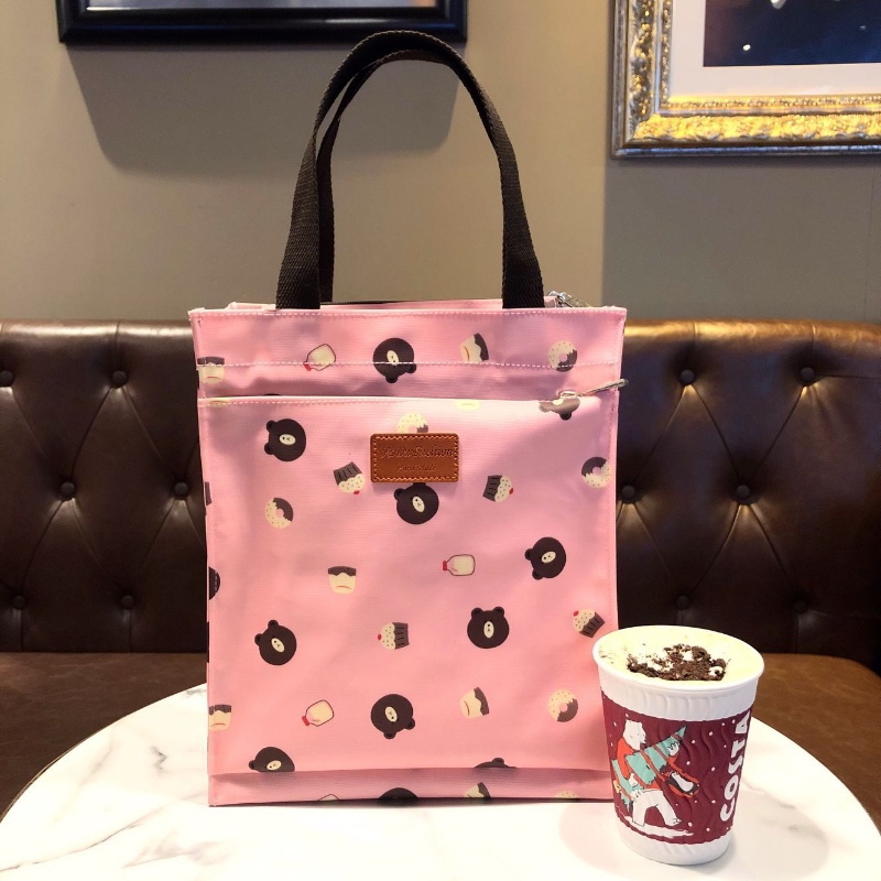 Túi tote cỡ A4 IELGY chống thấm nước có khóa kéo in họa tiết hoạt hình dễ thương