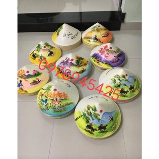 Combo 5 nón lá vẽ tranh trang trí