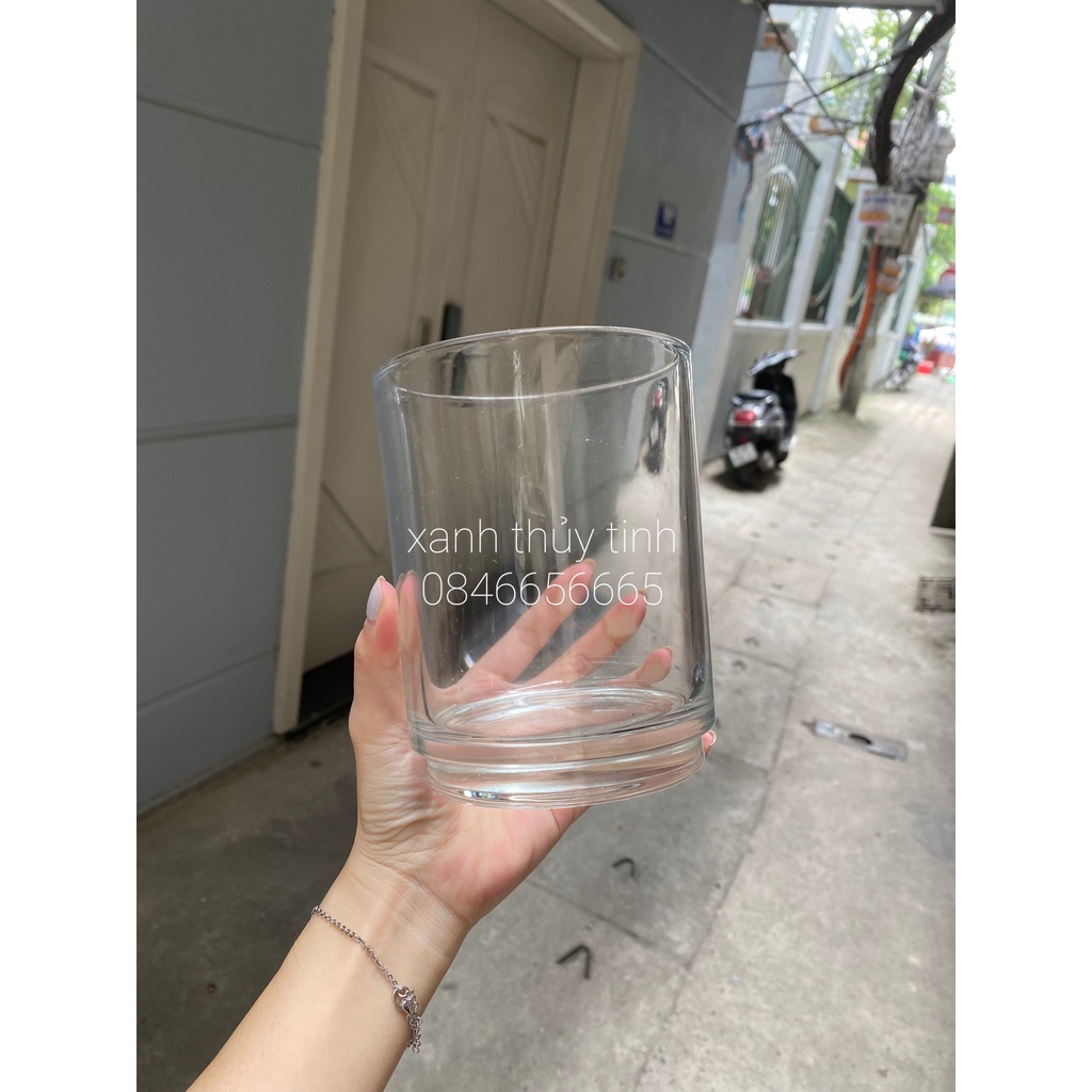 Bình hoa thủy tinh dáng trụ cốc, cốc cắm hoa kích thước 11cmx14cm trong veo