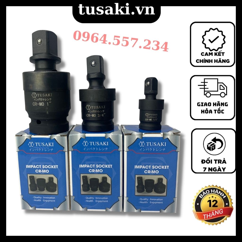 Đầu nối lắc léo, Đầu khẩu lắt léo 1/2"-3/4"-1" Cao Cấp TUSAKI-JAPAN