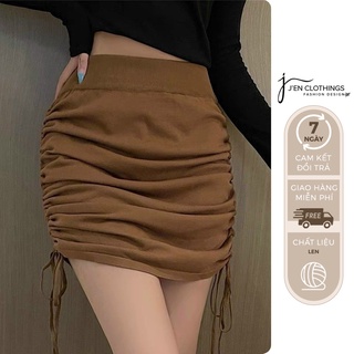 Chân váy nhún rút dây 2 bên J'EN váy ngắn body sexy chất liệu cotton cao cấp - 1C02103