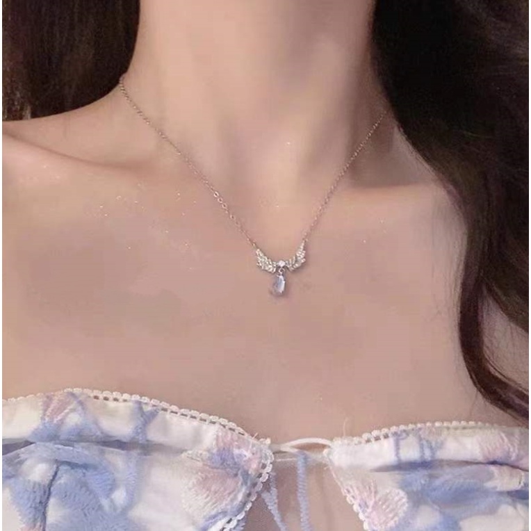 📛 RẺ VÔ ĐỊCH 📛 Vòng cổ, dây chuyền cánh thiên thần giọt lệ đá màu bạc xinh xắn dễ thương phong cách hàn quốc