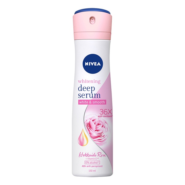 Xịt ngăn mùi Nivea serum trắng mịn hương hoa hồng Hokkaido (150ml) 85304