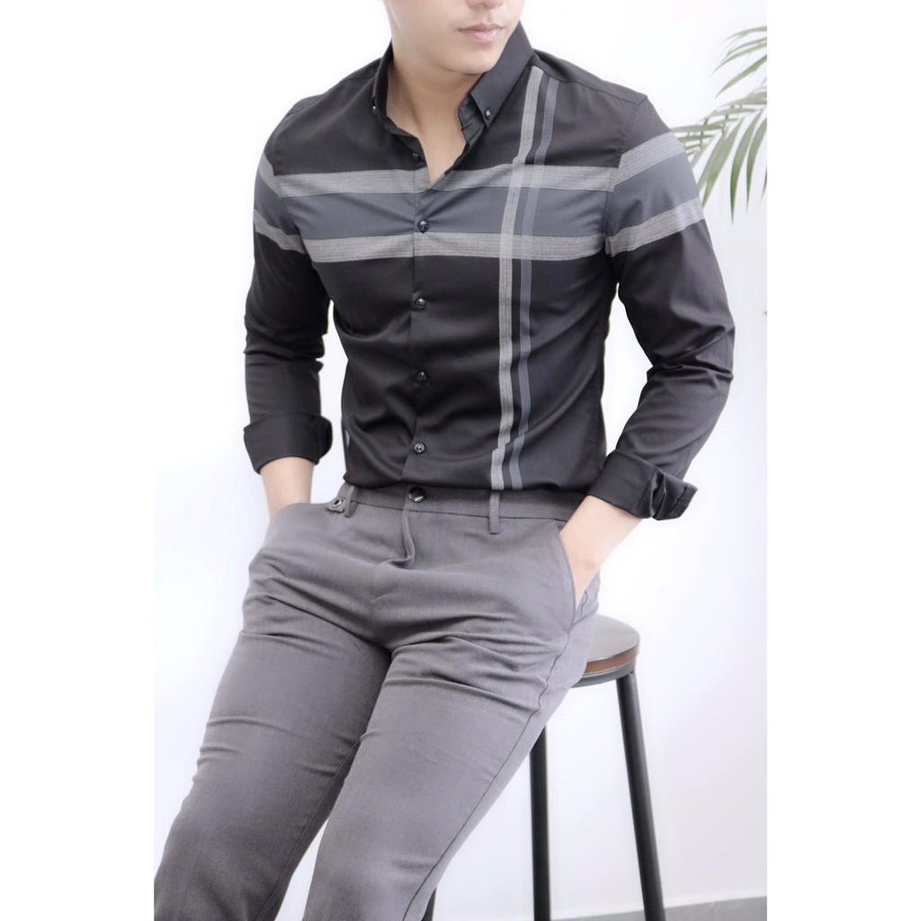 Áo sơ mi nam dài tay kẻ hai sọc | BigBuy360 - bigbuy360.vn
