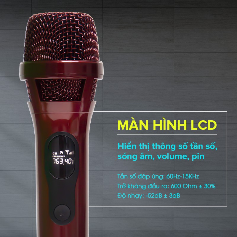 Bộ 2 Micro không dây karaoke chuyên nghiệp gọn nhẹ sử dụng đa năng linh hoạt