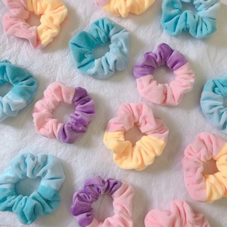 Buộc tóc scrunchies nhung mix 2 màu