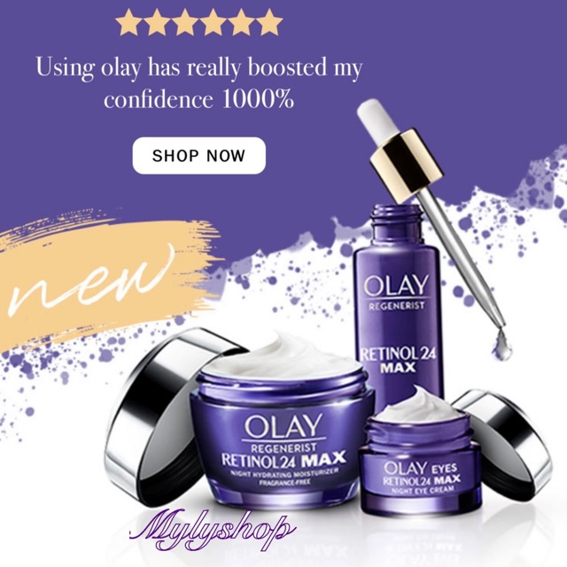 Serum Olay Retinol 24 Max 2X Vitamin B3 tái tạo trắng sáng ban đêm