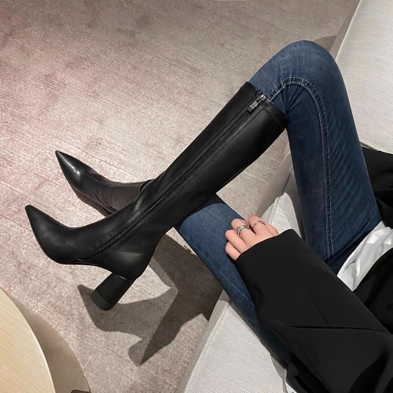 Boot mũi nhọn gót 8p