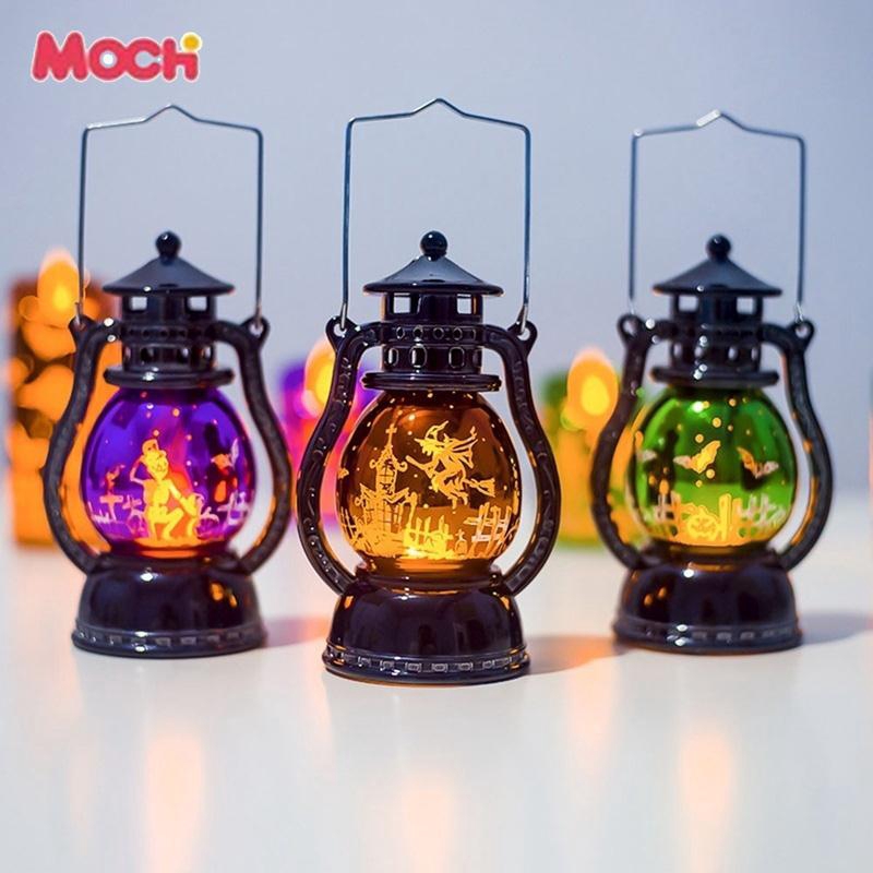 Đèn dầu Led điện tử phát sáng độc đáo dùng trang trí lễ hội/ làm quà tặng Halloween Đèn Lồng Đèn LED Đèn treo Retro Đèn Laser Pony