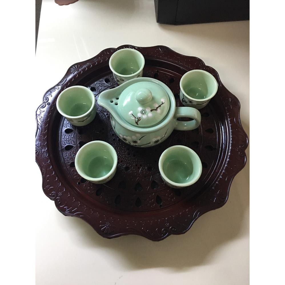 Khay trà gỗ tròn 32x32