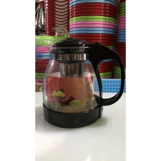 Ấm pha trà thủy tinh deli có lõi lọc 1300ml - màu đen