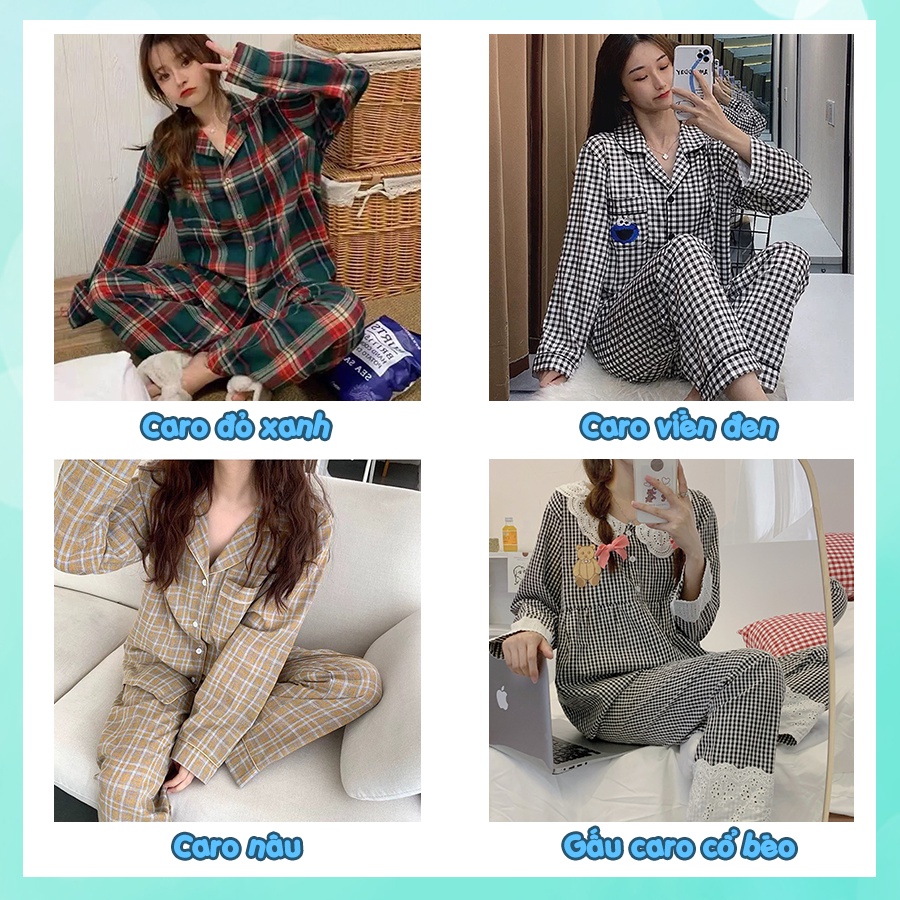 Đồ ngủ nữ pijama cao cấp tay dài quần dài big size dễ thương mặc nhà chất thô hàn mềm mịn PJMDAII03