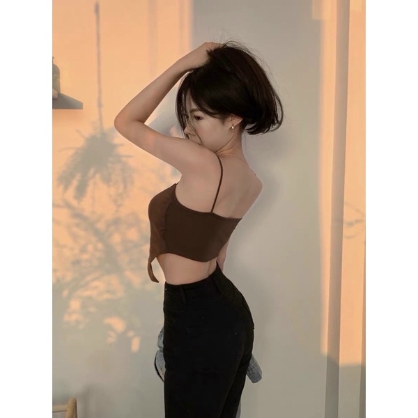 Áo bra yếm 2 dây cotton kèm mút ngực