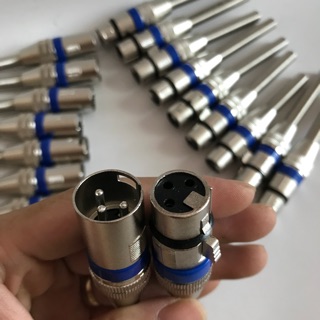 Combo 10 cặp jack canon đực cái viền xanh có lò xo