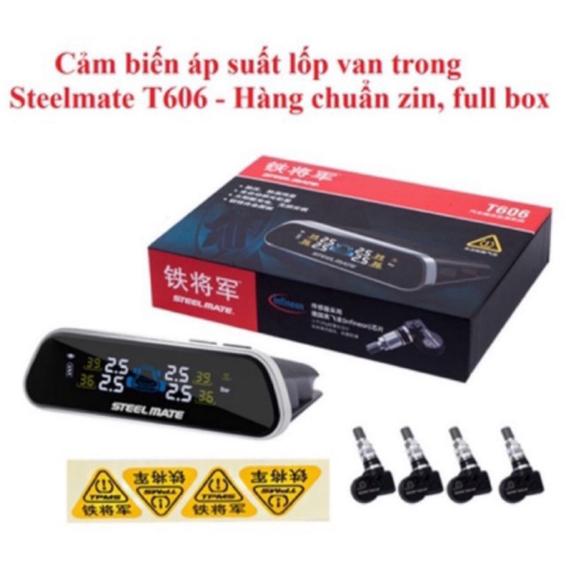 Cảm biến áp suất lốp van gắn trong steelmate chính hãng, pin năng lượng mặt trời