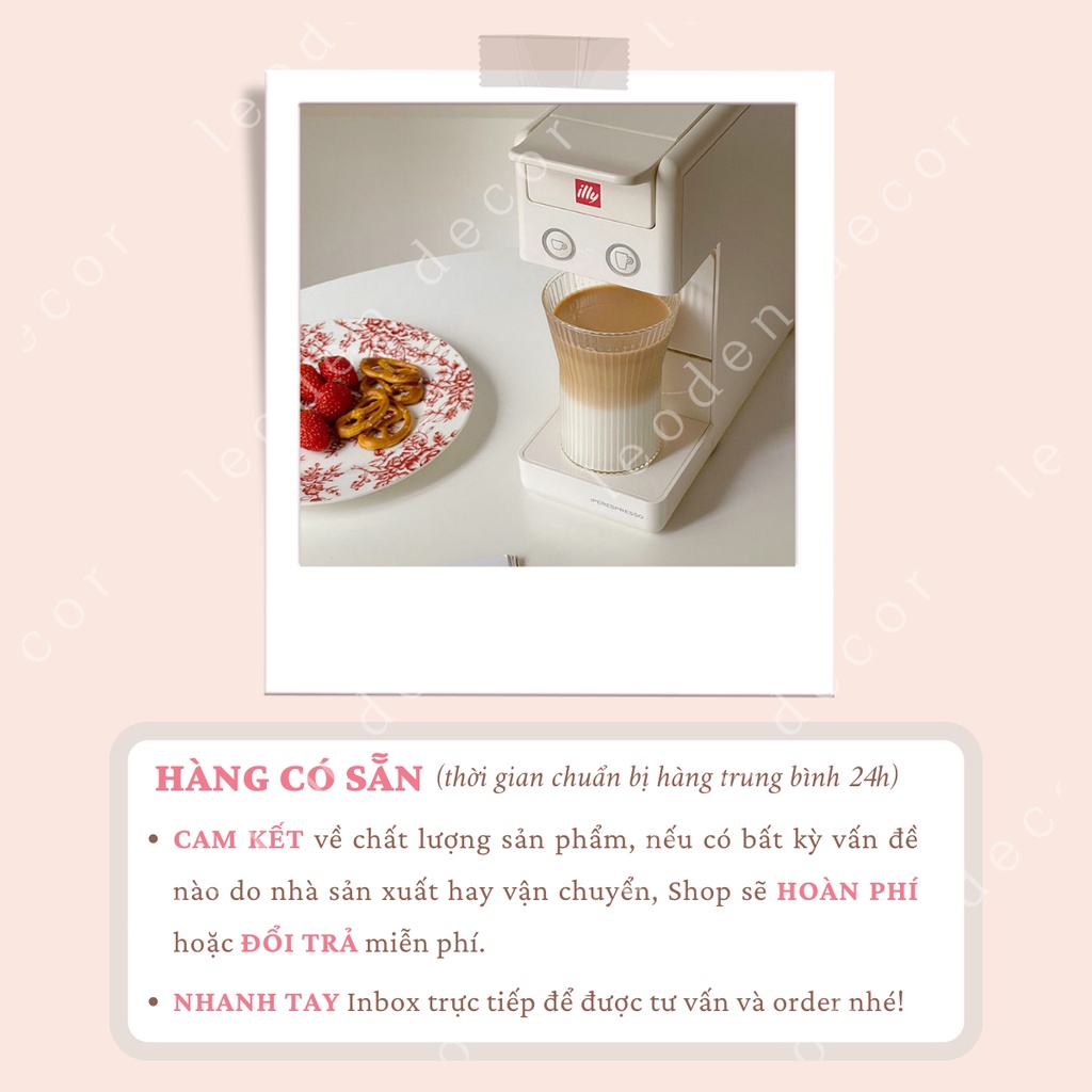 Ly thủy tinh chịu nhiệt vân sọc uống cafe hai tầng phong cách Hàn Quốc, cốc cafe chịu nhiệt