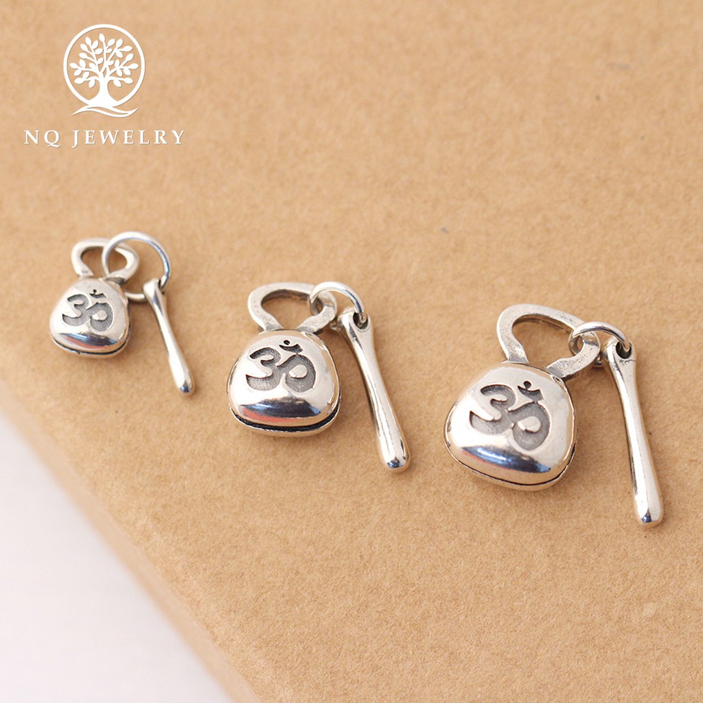 Charm bạc mõ tụng kinh hoa sen treo (bạc thái) - NQ Jewelry