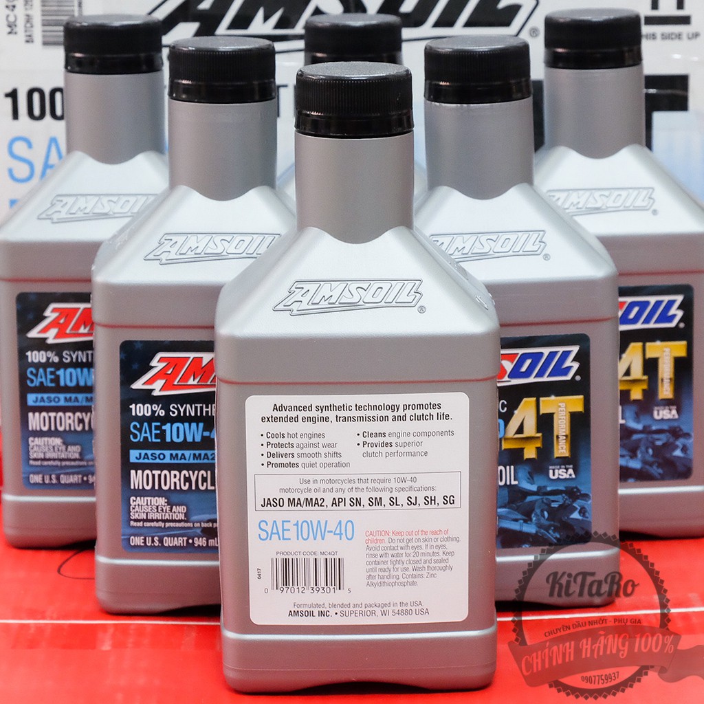 Nhớt Amsoil 4T Performance 10W40 100% Synthetic, Dầu Nhớt Xe Số Tay Côn