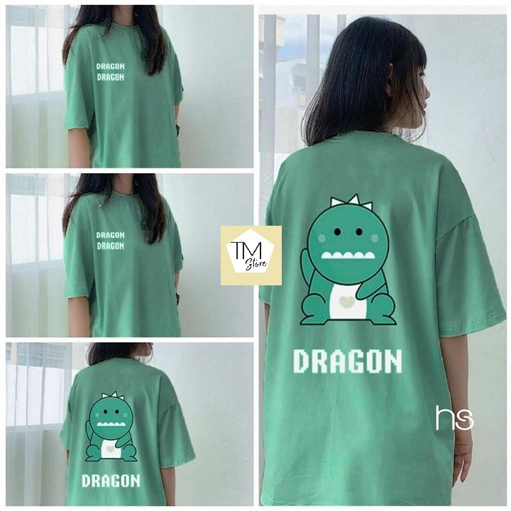 Áo Thun Unisex Nam Nữ Form Rộng Tay Lỡ In Dragon Cute, Chất Thun Mát TM Store