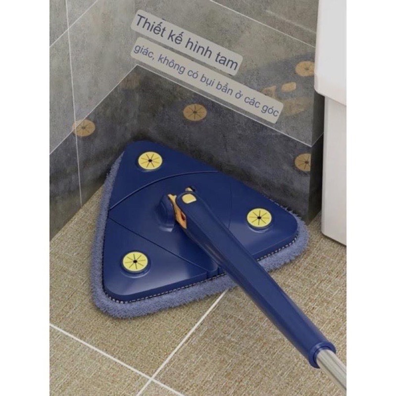 Cây lau nhà tự vắt thông minh tam giác nhỏ gọn cao cấp Chổi lau sàn nhà trần nhà lau kính tự vắt thông minh xoay 360 độ