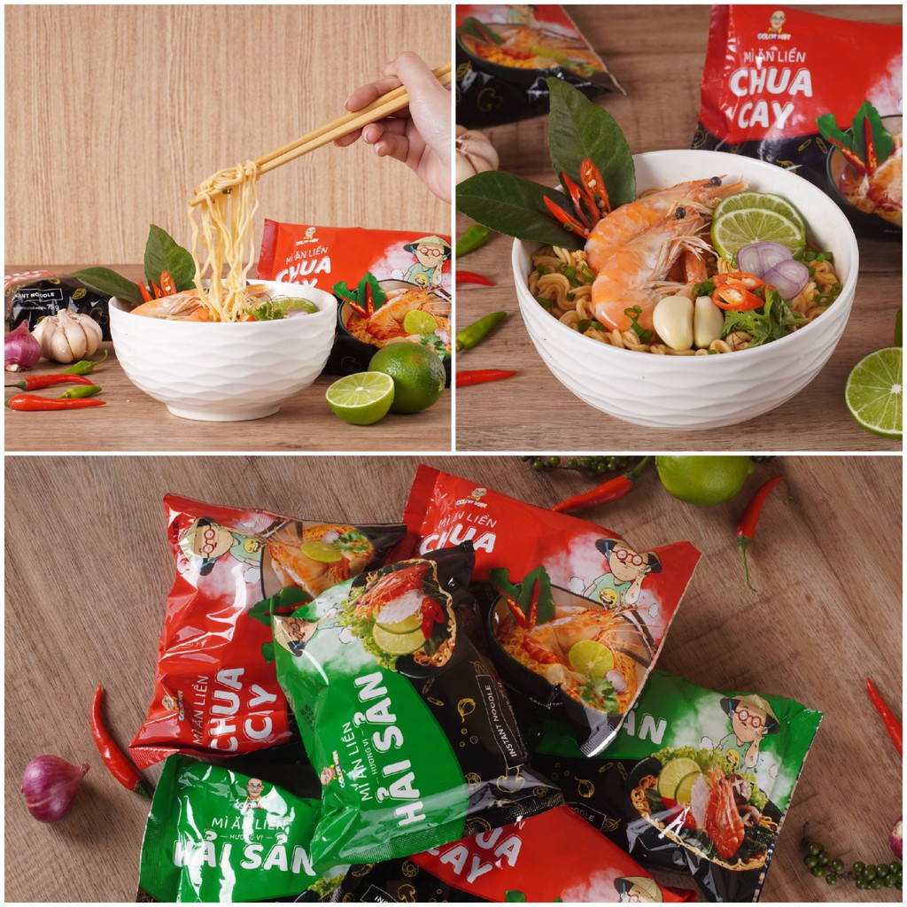 Mì Gói Hải Sản Color Man  từ khoai tây, bột gia vị hải sản thanh đạm với sợi mì dai ngon tròn vị | BigBuy360 - bigbuy360.vn
