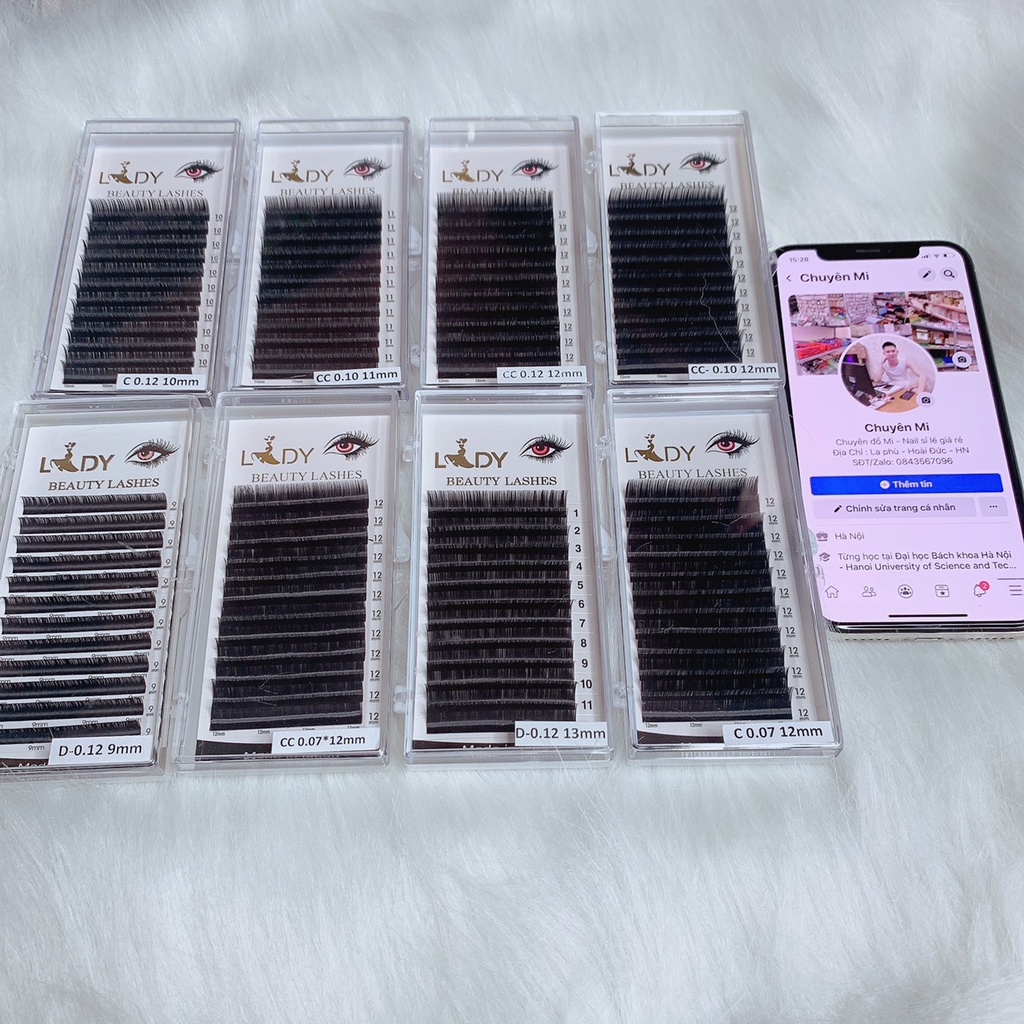 Mi khay Lady độ cong C CC D, chất mi silk Hàn, mềm dễ bắt keo, dùng để nối mi volume, classic Chuyên Mi Nail