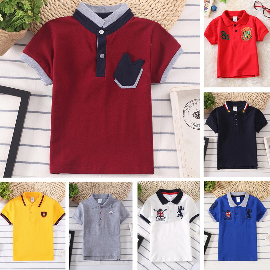 Áo thun polo cotton thời trang mùa hè cho bé trai 3-16 tuổi poly kids fashion cotton summer polo shirt