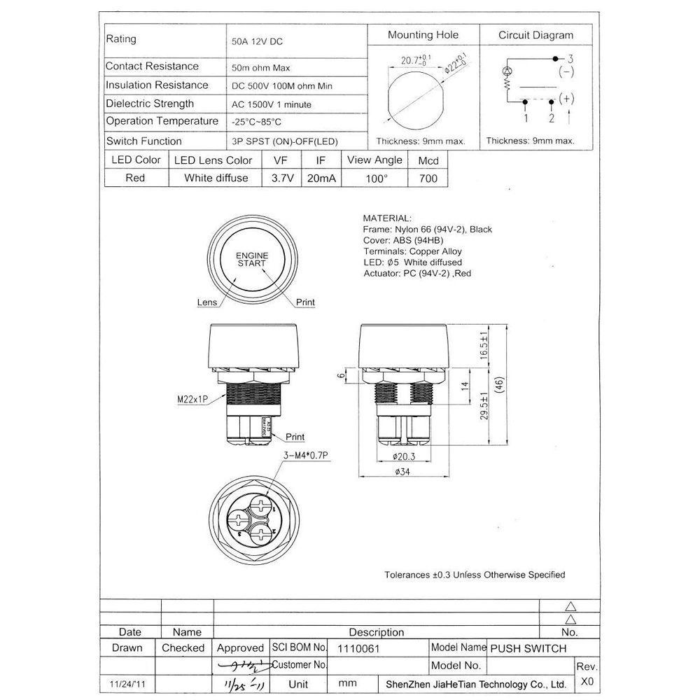 MAYSHOW Công Tắc Đánh Lửa Khởi Động Thời Trang