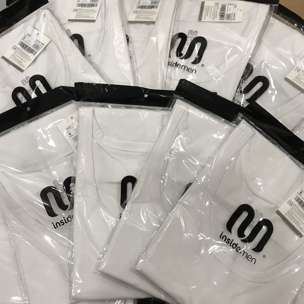 Áo ba lỗ, áo lót nam INSIDEMEN màu trắng siêu thấm hút mồ hôi,  100% cotton an toàn nhẹ dịu cho da - IC21