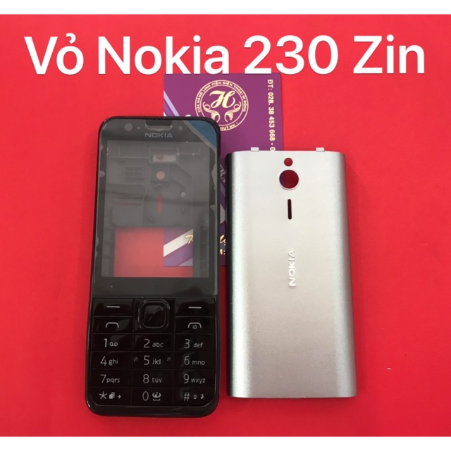 Vỏ Nokia 230 bộ Zin(mặt trước đen,mặt sau xám nhôm cao cấp)