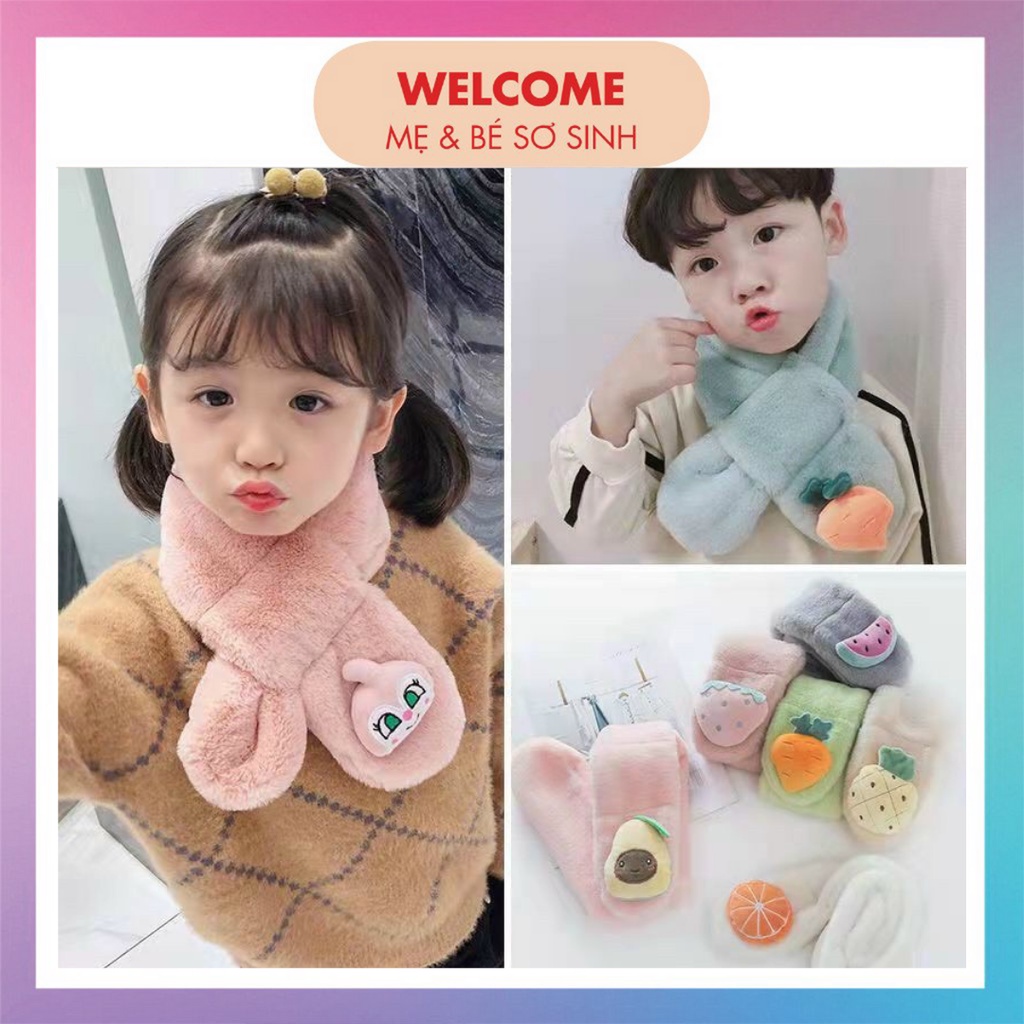 Khăn quàng cổ cho bé khăn choàng cổ lông thỏ bé trai bé gái giữ ấm mùa đông họa tiết đáng yêu