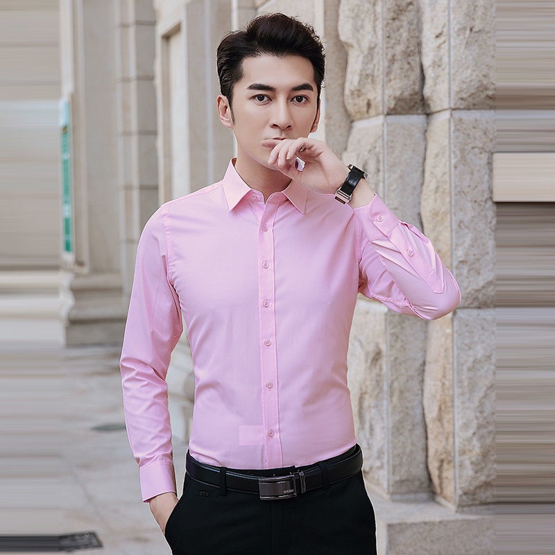 Áo sơ mi tay dài màu xanh dương thời trang lịch lãm cho nam