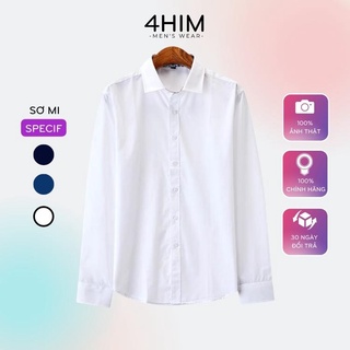 Áo sơ mi nam dài tay cổ bẻ Specif , áo sơ mi trắng lụa nến phong cách thời trang hàn quốc 4HIM