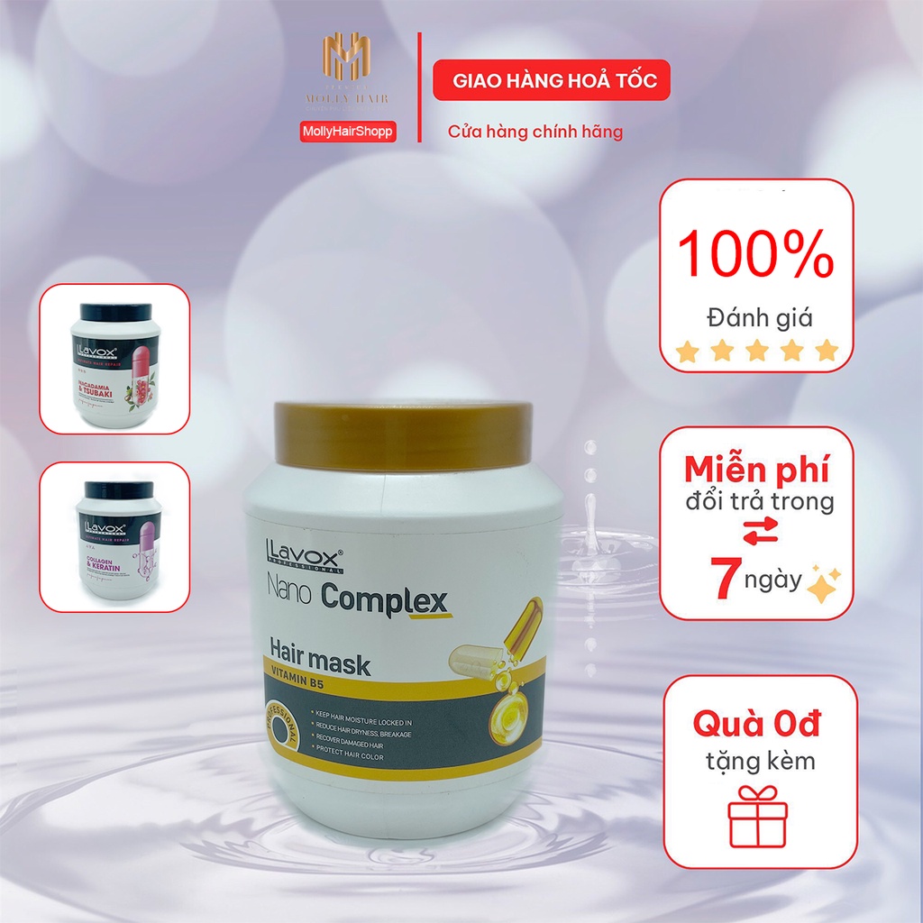 Hấp dầu phục hồi tóc hư tổn, cung cấp độ ẩm, bảo vệ màu tóc lavox 1000ml