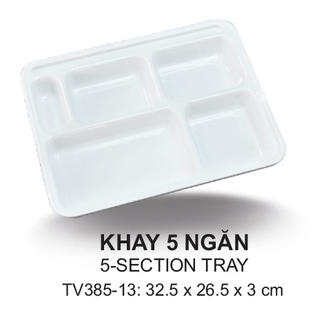 Khay 5 ngăn TV385-13 Srithaisuperware Thái Lan để cơm phần rất tiện lợi nhiều màu sắc