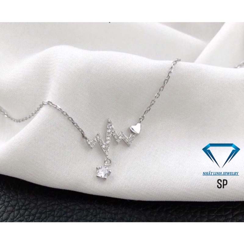 Dây chuyền nữ bạc thật nhịp tim đính đá trắng đẹp - Kho sỉ bạc Nhất Linh
