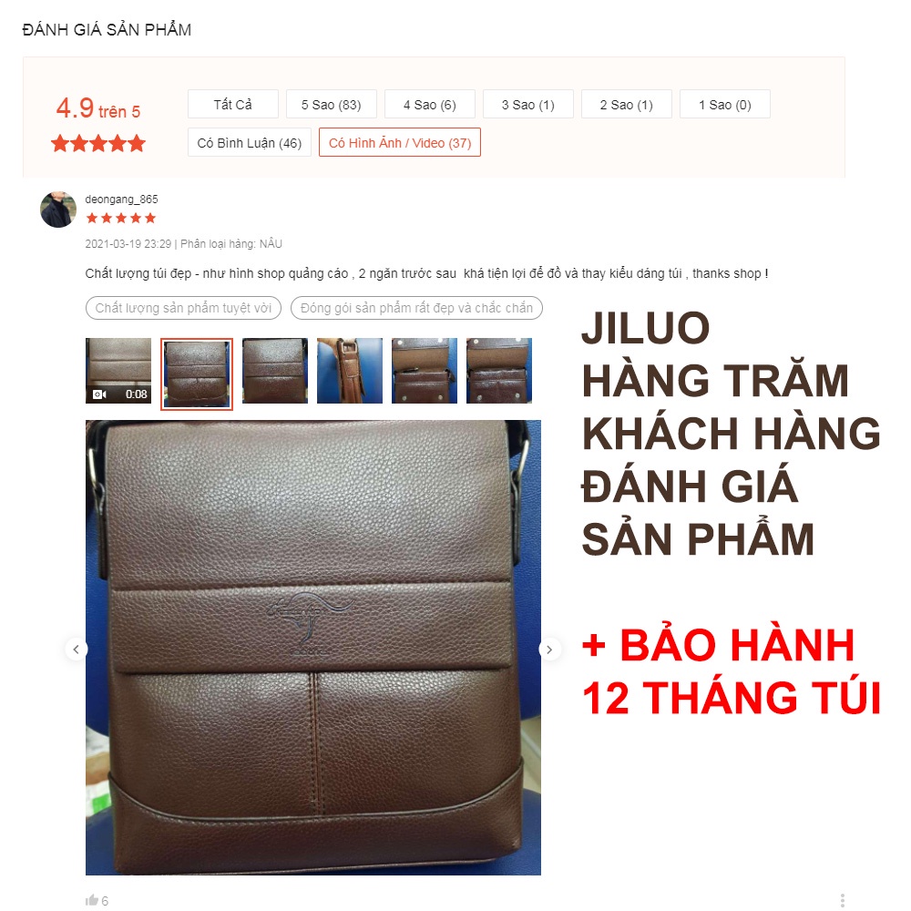 Túi da đeo chéo nam Kellandy JILUO da cao cấp chống xước nước đựng điện thoại ipad