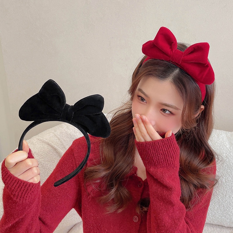 Băng Đô Cài Tóc Nhung Đính Nơ Phong Cách Hàn Quốc Ngọt Ngào Cho Nữ